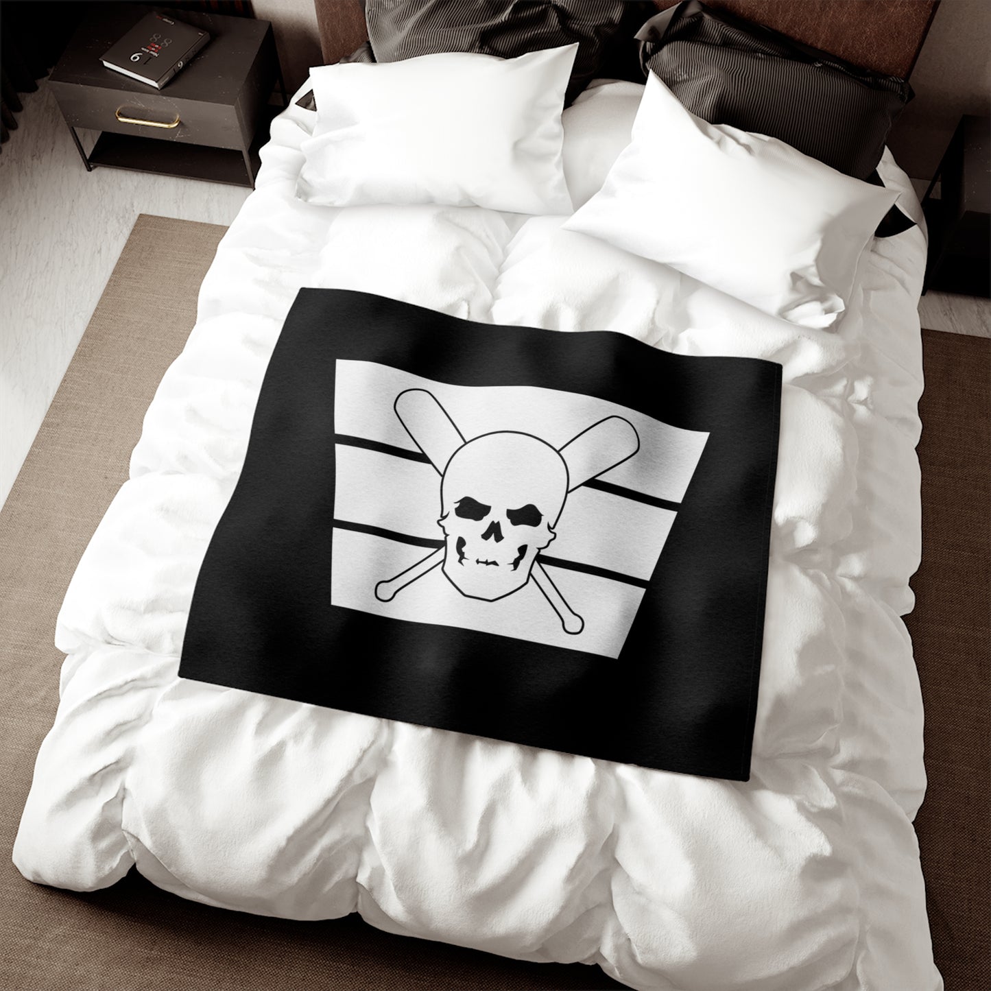 Skull & Bats - Black and White Sweatshirt Blanket