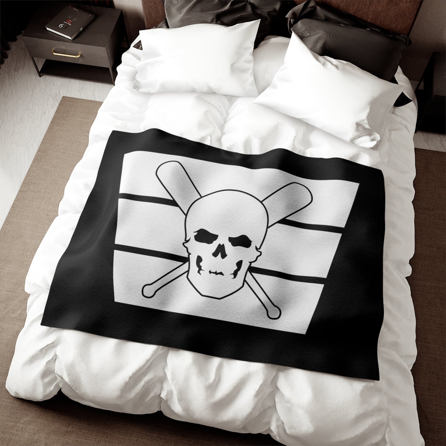 Skull & Bats - Black and White Sweatshirt Blanket