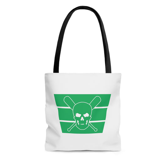 Skull & Bats - White & Green Game Day Tote Bag (AOP)