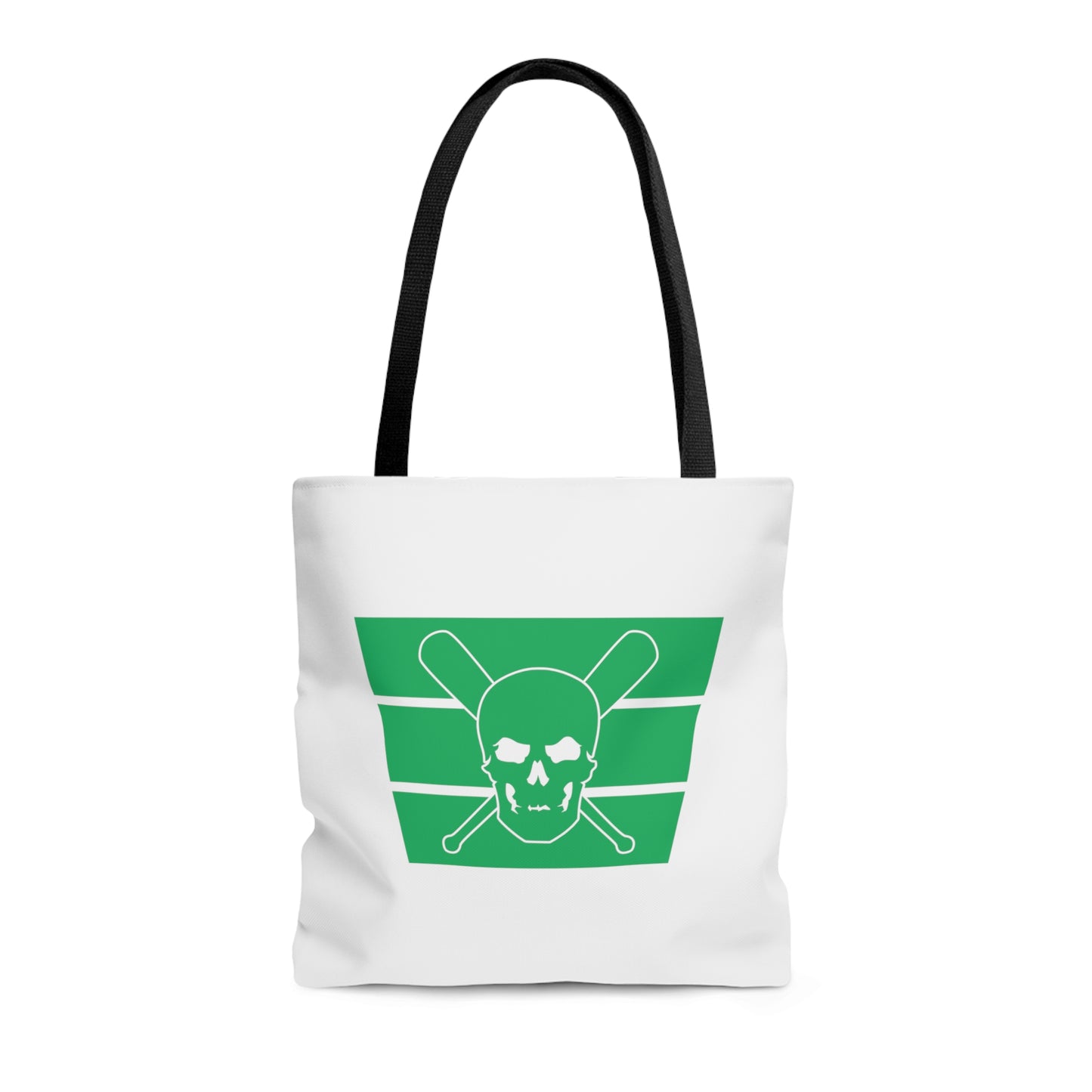 Skull & Bats - White & Green Game Day Tote Bag (AOP)