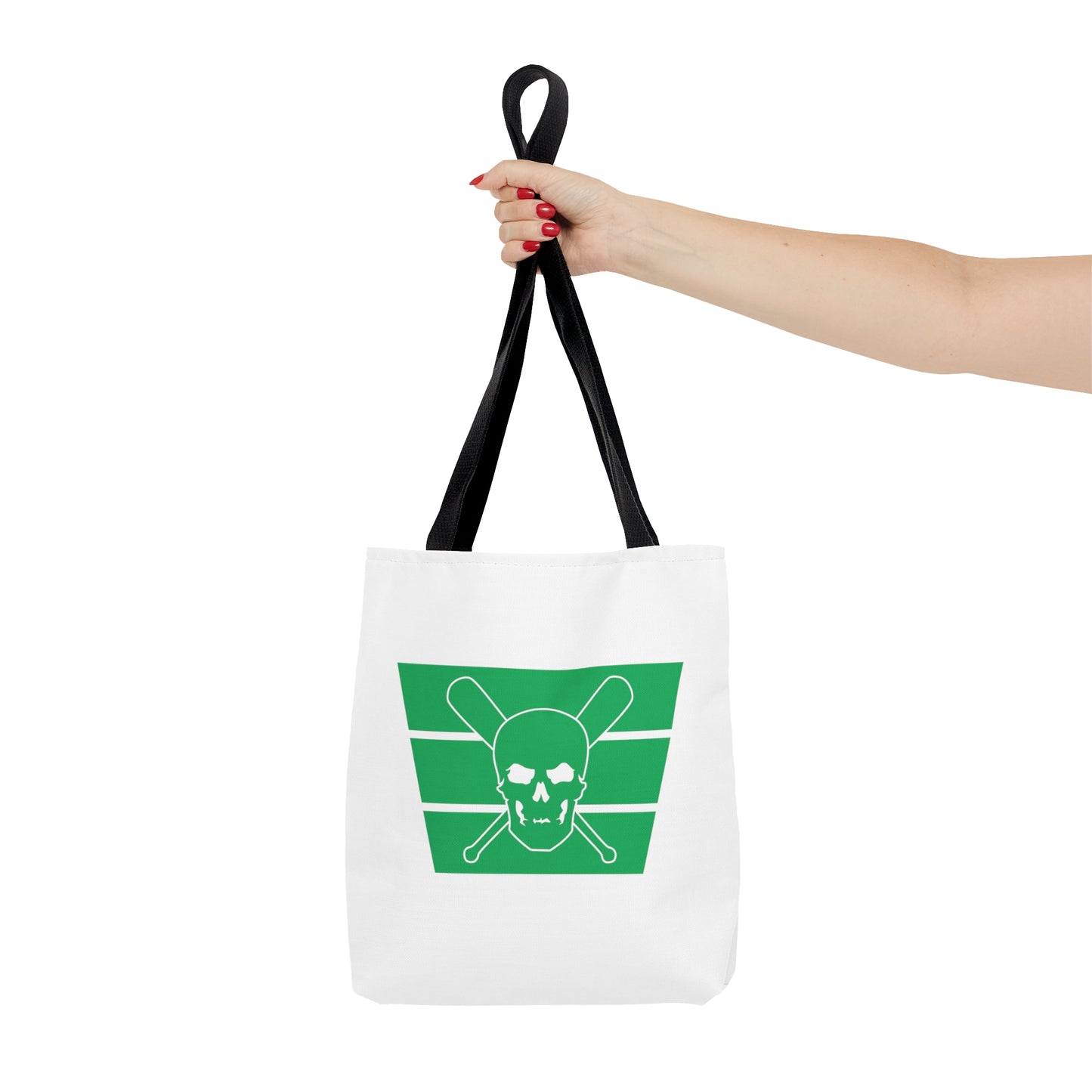 Skull & Bats - White & Green Game Day Tote Bag (AOP)