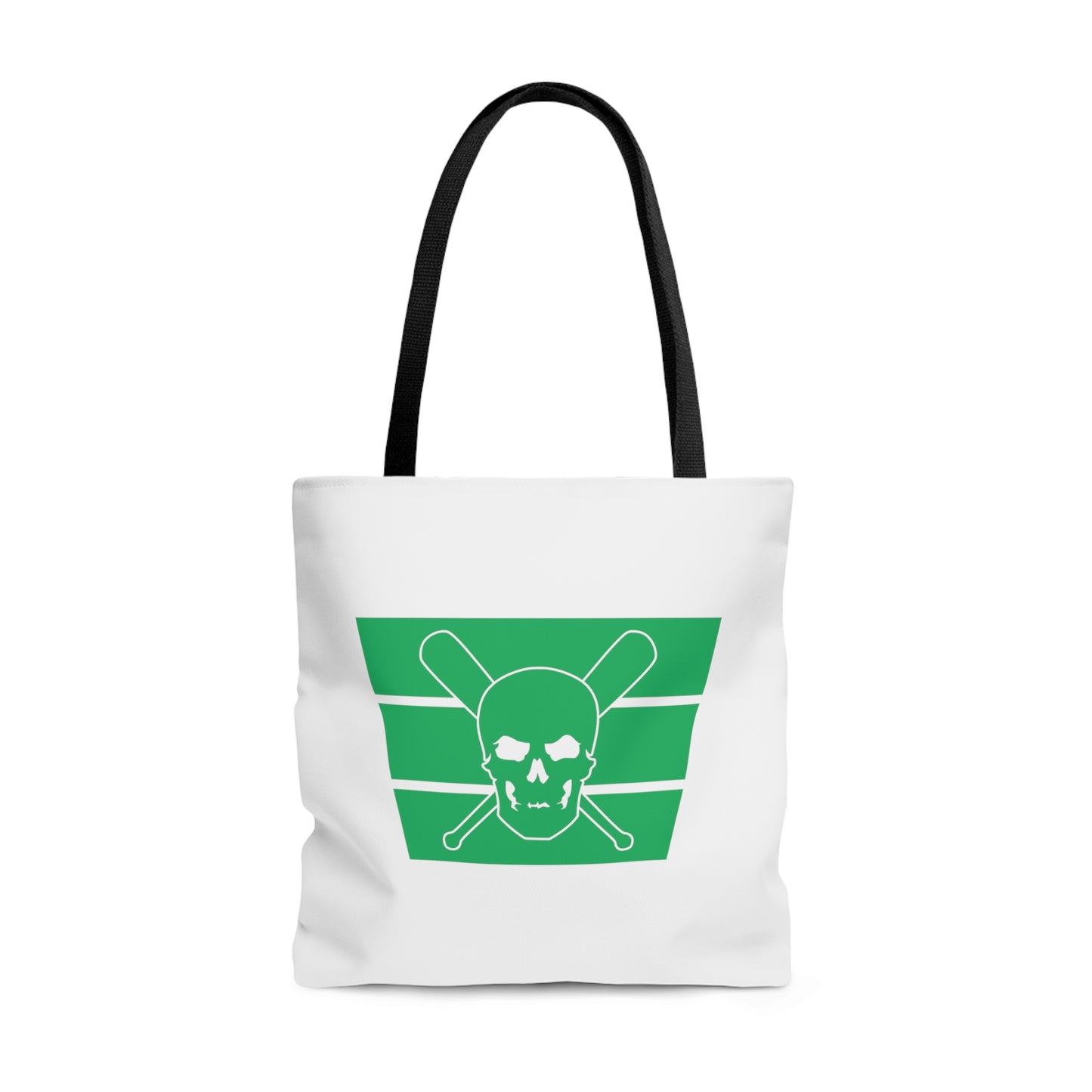 Skull & Bats - White & Green Game Day Tote Bag (AOP)